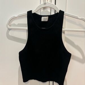 Wilfred knit black ribbed cropped tank top